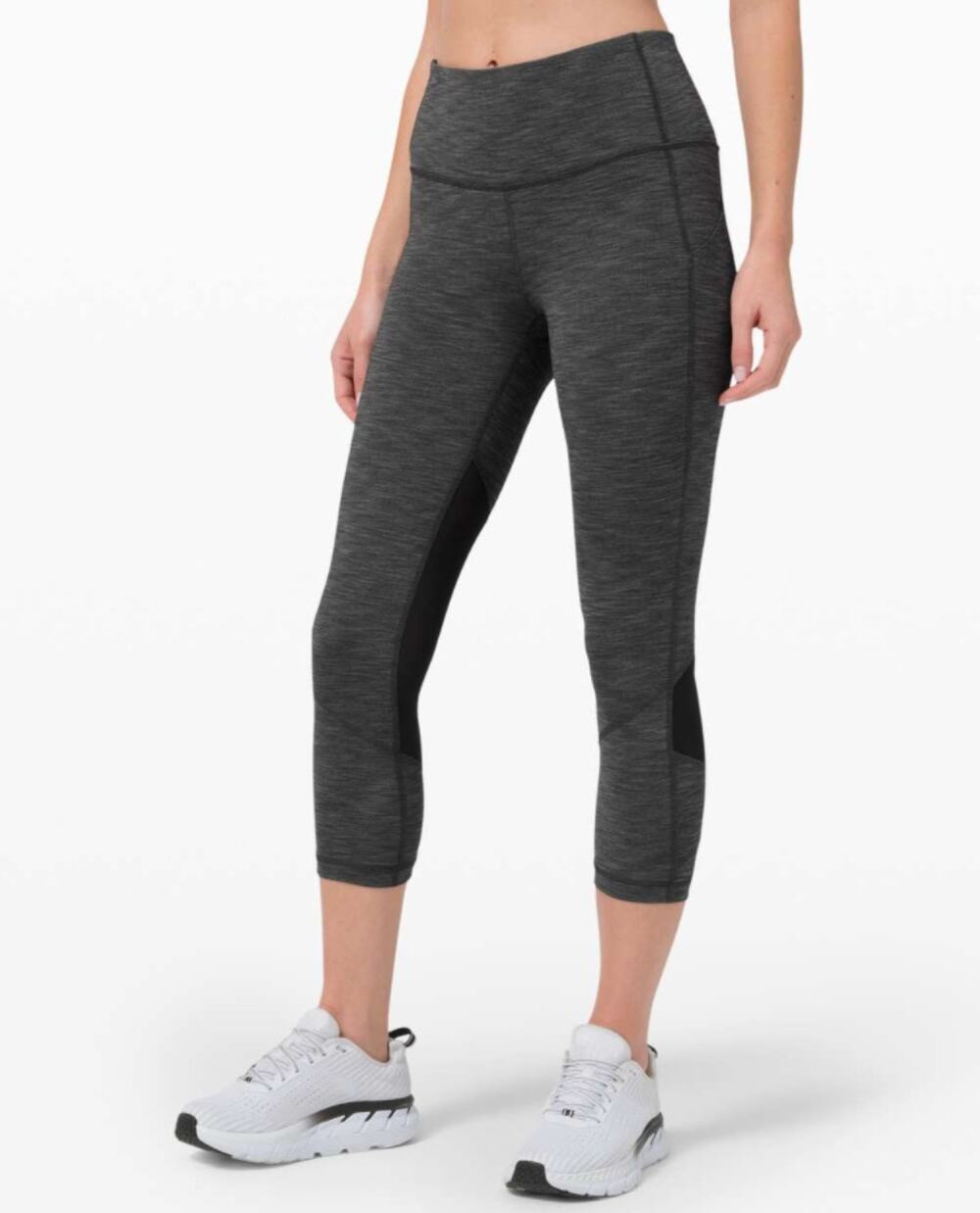 Lululemon Pace Rival Crop Leggings 8 Heathered Black 22” Inseam Mid Rise Women's